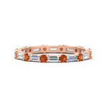 Load image into Gallery viewer, baguette-and-round-diamond-band-with-orange-sapphire-in-rose-gold-fdewb318gsaorsleep-nl-rg