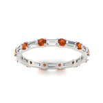 Load image into Gallery viewer, baguette-and-round-diamond-band-with-orange-sapphire-in-white-gold-fdewb318gsaorangle5-nl-wg