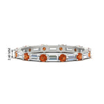 Load image into Gallery viewer, baguette-and-round-diamond-band-with-orange-sapphire-in-white-gold-fdewb318gsaorsleep-nl-wg-hw