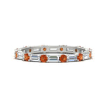 Load image into Gallery viewer, baguette-and-round-diamond-band-with-orange-sapphire-in-white-gold-fdewb318gsaorsleep-nl-wg