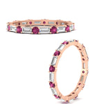 Load image into Gallery viewer, baguette-and-round-diamond-band-with-pink-sapphire-in-rose-gold-fdewb318gsadrpiangle3-nl-rg