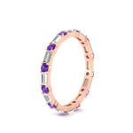 Load image into Gallery viewer, baguette-and-round-diamond-band-with-purple-topaz-in-rose-gold-fdewb318gvitoangle2-nl-rg