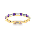 Load image into Gallery viewer, baguette-and-round-diamond-band-with-purple-topaz-in-yellow-gold-fdewb318gvitoangle5-nl-yg