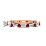 Load image into Gallery viewer, baguette-and-round-diamond-band-with-ruby-in-rose-gold-fdewb318grudrsleep-nl-rg-hw