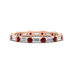 Load image into Gallery viewer, baguette-and-round-diamond-band-with-ruby-in-rose-gold-fdewb318grudrsleep-nl-rg
