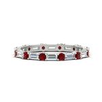 Load image into Gallery viewer, baguette-and-round-diamond-band-with-ruby-in-white-gold-fdewb318grudrsleep-nl-wg