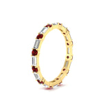 Load image into Gallery viewer, baguette-and-round-diamond-band-with-ruby-in-yellow-gold-fdewb318grudrangle2-nl-yg