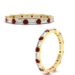 Load image into Gallery viewer, baguette-and-round-diamond-band-with-ruby-in-yellow-gold-fdewb318grudrangle3-nl-yg