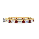 Load image into Gallery viewer, baguette-and-round-diamond-band-with-ruby-in-yellow-gold-fdewb318grudrsleep-nl-yg-hw