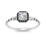 Load image into Gallery viewer, baguette-asscher-cut-halo-accented-black-diamond-engagement-ring-in-white-gold-FD10047ASRGBLACKANGLE5-NL-WG