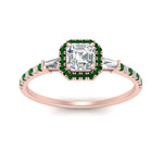 Load image into Gallery viewer, baguette-asscher-cut-halo-accented-emerald-engagement-ring-in-rose-gold-FD10047ASRGEMGRANGLE5-NL-RG