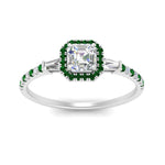 Load image into Gallery viewer, baguette-asscher-cut-halo-accented-emerald-engagement-ring-in-white-gold-FD10047ASRGEMGRANGLE5-NL-WG