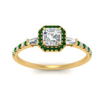 Load image into Gallery viewer, baguette-asscher-cut-halo-accented-emerald-engagement-ring-in-yellow-gold-FD10047ASRGEMGRANGLE5-NL-YG