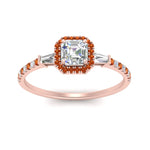 Load image into Gallery viewer, baguette-asscher-cut-halo-accented-orange-sapphire-engagement-ring-in-rose-gold-FD10047ASRGSAORANGLE5-NL-RG