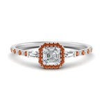 Load image into Gallery viewer, baguette-asscher-cut-halo-accented-orange-sapphire-engagement-ring-in-white-gold-FD10047ASRGSAOR-NL-WG