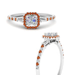 Load image into Gallery viewer, baguette-asscher-cut-halo-accented-orange-sapphire-engagement-ring-in-white-gold-FD10047ASRGSAORANGLE3-NL-WG