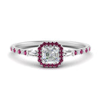 Load image into Gallery viewer, baguette-asscher-cut-halo-accented-pink-sapphire-engagement-ring-in-white-gold-FD10047ASRGSADRPI-NL-WG