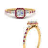Load image into Gallery viewer, baguette-asscher-cut-halo-accented-pink-sapphire-engagement-ring-in-yellow-gold-FD10047ASRGSADRPIANGLE3-NL-YG_94ca5500-ef86-4be3-89e4-9360ee38c34f