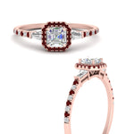 Load image into Gallery viewer, baguette-asscher-cut-halo-accented-ruby-engagement-ring-in-rose-gold-FD10047ASRGRUDRANGLE3-NL-RG