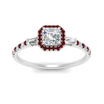 Load image into Gallery viewer, baguette-asscher-cut-halo-accented-ruby-engagement-ring-in-white-gold-FD10047ASRGRUDRANGLE5-NL-WG