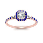 Load image into Gallery viewer, baguette-asscher-cut-halo-accented-sapphire-engagement-ring-in-rose-gold-FD10047ASRGSABLANGLE5-NL-RG
