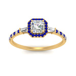 Load image into Gallery viewer, baguette-asscher-cut-halo-accented-sapphire-engagement-ring-in-yellow-gold-FD10047ASRGSABLANGLE5-NL-YG