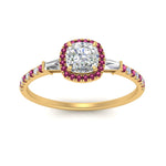Load image into Gallery viewer, baguette-cushion-cut-halo-accented-pink-sapphire-engagement-ring-in-yellow-gold-FD10047CURGSADRPIANGLE5-NL-YG_a3daf7d2-a861-42fd-b076-ea5108c17173