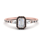 Load image into Gallery viewer, baguette-emerald-cut-halo-accented-black-diamond-engagement-ring-in-rose-gold-FD10047EMRGBLACK-NL-RG