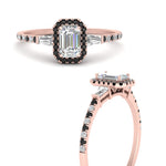 Load image into Gallery viewer, baguette-emerald-cut-halo-accented-black-diamond-engagement-ring-in-rose-gold-FD10047EMRGBLACKANGLE3-NL-RG