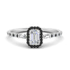 Load image into Gallery viewer, baguette-emerald-cut-halo-accented-black-diamond-engagement-ring-in-white-gold-FD10047EMRGBLACK-NL-WG