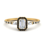 Load image into Gallery viewer, baguette-emerald-cut-halo-accented-black-diamond-engagement-ring-in-yellow-gold-FD10047EMRGBLACK-NL-YG