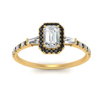Load image into Gallery viewer, baguette-emerald-cut-halo-accented-black-diamond-engagement-ring-in-yellow-gold-FD10047EMRGBLACKANGLE5-NL-YG