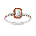 Load image into Gallery viewer, baguette-emerald-cut-halo-accented-orange-sapphire-engagement-ring-in-white-gold-FD10047EMRGSAORANGLE5-NL-WG