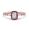 Load image into Gallery viewer, baguette-emerald-cut-halo-accented-pink-sapphire-engagement-ring-in-rose-gold-FD10047EMRGSADRPI-NL-RG