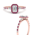 Load image into Gallery viewer, baguette-emerald-cut-halo-accented-pink-sapphire-engagement-ring-in-rose-gold-FD10047EMRGSADRPIANGLE3-NL-RG