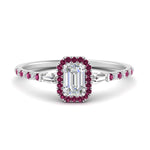 Load image into Gallery viewer, baguette-emerald-cut-halo-accented-pink-sapphire-engagement-ring-in-white-gold-FD10047EMRGSADRPI-NL-WG
