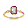 Load image into Gallery viewer, baguette-emerald-cut-halo-accented-pink-sapphire-engagement-ring-in-yellow-gold-FD10047EMRGSADRPIANGLE5-NL-YG