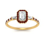 Load image into Gallery viewer, baguette-emerald-cut-halo-accented-ruby-engagement-ring-in-yellow-gold-FD10047EMRGRUDRANGLE5-NL-YG