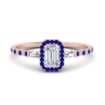 Load image into Gallery viewer, baguette-emerald-cut-halo-accented-sapphire-engagement-ring-in-rose-gold-FD10047EMRGSABL-NL-RG