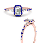 Load image into Gallery viewer, baguette-emerald-cut-halo-accented-sapphire-engagement-ring-in-rose-gold-FD10047EMRGSABLANGLE3-NL-RG