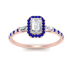 Load image into Gallery viewer, baguette-emerald-cut-halo-accented-sapphire-engagement-ring-in-rose-gold-FD10047EMRGSABLANGLE5-NL-RG