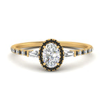 Load image into Gallery viewer, baguette-oval-shaped-halo-accented-black-diamond-engagement-ring-in-yellow-gold-FD10047OVRGBLACK-NL-YG