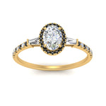 Load image into Gallery viewer, baguette-oval-shaped-halo-accented-black-diamond-engagement-ring-in-yellow-gold-FD10047OVRGBLACKANGLE5-NL-YG