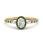 Load image into Gallery viewer, baguette-oval-shaped-halo-accented-emerald-engagement-ring-in-yellow-gold-FD10047OVRGEMGR-NL-YG