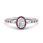 Load image into Gallery viewer, baguette-oval-shaped-halo-accented-pink-sapphire-engagement-ring-in-white-gold-FD10047OVRGSADRPI-NL-WG