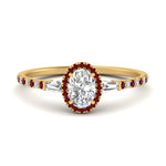 Load image into Gallery viewer, baguette-oval-shaped-halo-accented-ruby-engagement-ring-in-yellow-gold-FD10047OVRGRUDR-NL-YG