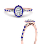 Load image into Gallery viewer, baguette-oval-shaped-halo-accented-sapphire-engagement-ring-in-rose-gold-FD10047OVRGSABLANGLE3-NL-RG
