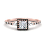 Load image into Gallery viewer, baguette-princess-cut-halo-accented-black-diamond-engagement-ring-in-rose-gold-FD10047PRRGBLACK-NL-RG