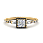 Load image into Gallery viewer, baguette-princess-cut-halo-accented-black-diamond-engagement-ring-in-yellow-gold-FD10047PRRGBLACK-NL-YG