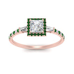 Load image into Gallery viewer, baguette-princess-cut-halo-accented-emerald-engagement-ring-in-rose-gold-FD10047PRRGEMGRANGLE5-NL-RG